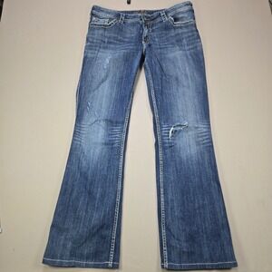 Silver Jeans Suki Surplus Bootcut  Womens W36 L37 Denim‎ Distressed embroidered